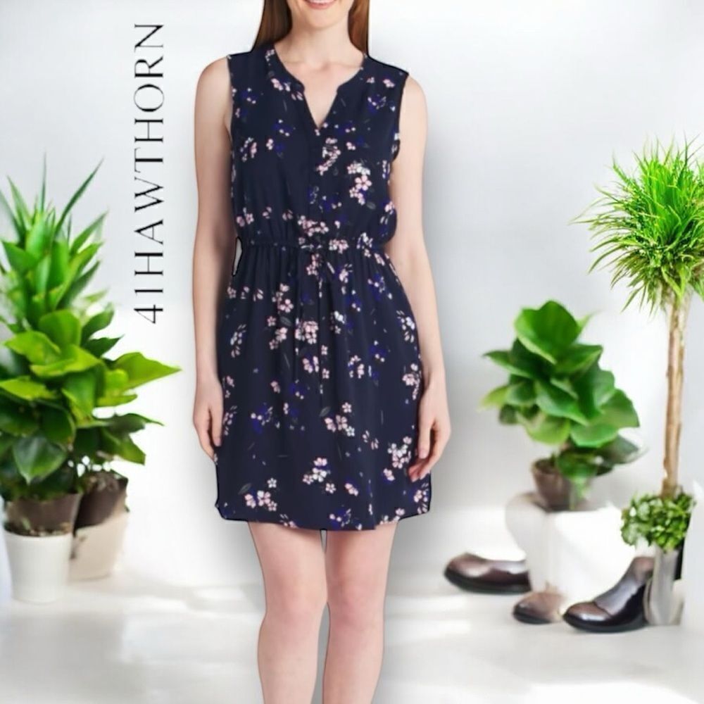 STITCH FIX 41 HAWTHORN Women’s Claira Tie Waist Floral Print Mini Dress Large